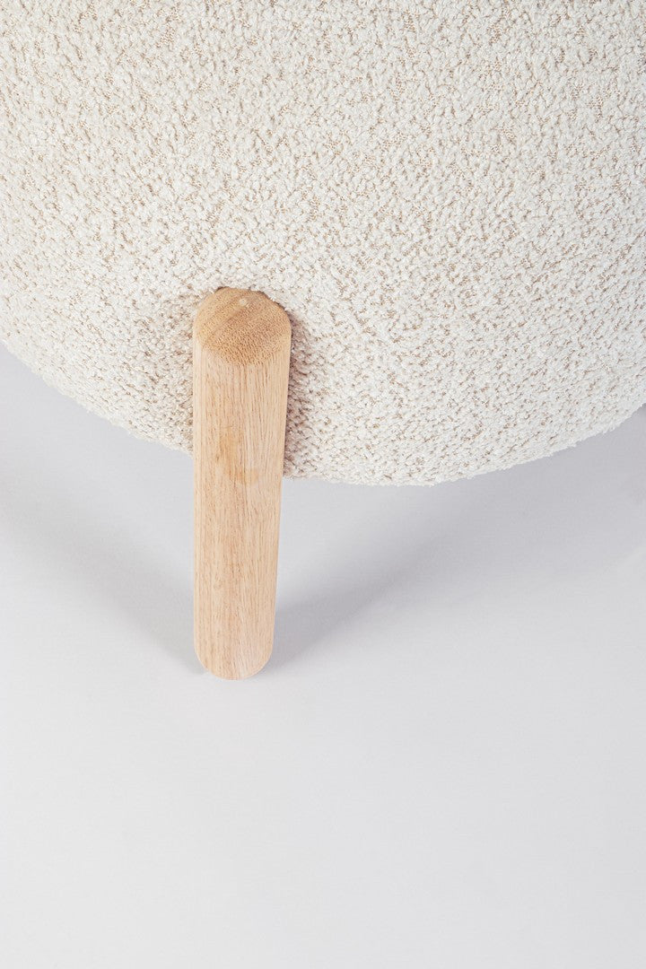 Taburet Tapițat Bouclé Bej, Dayla Natural Bizzotto - Imagine 4