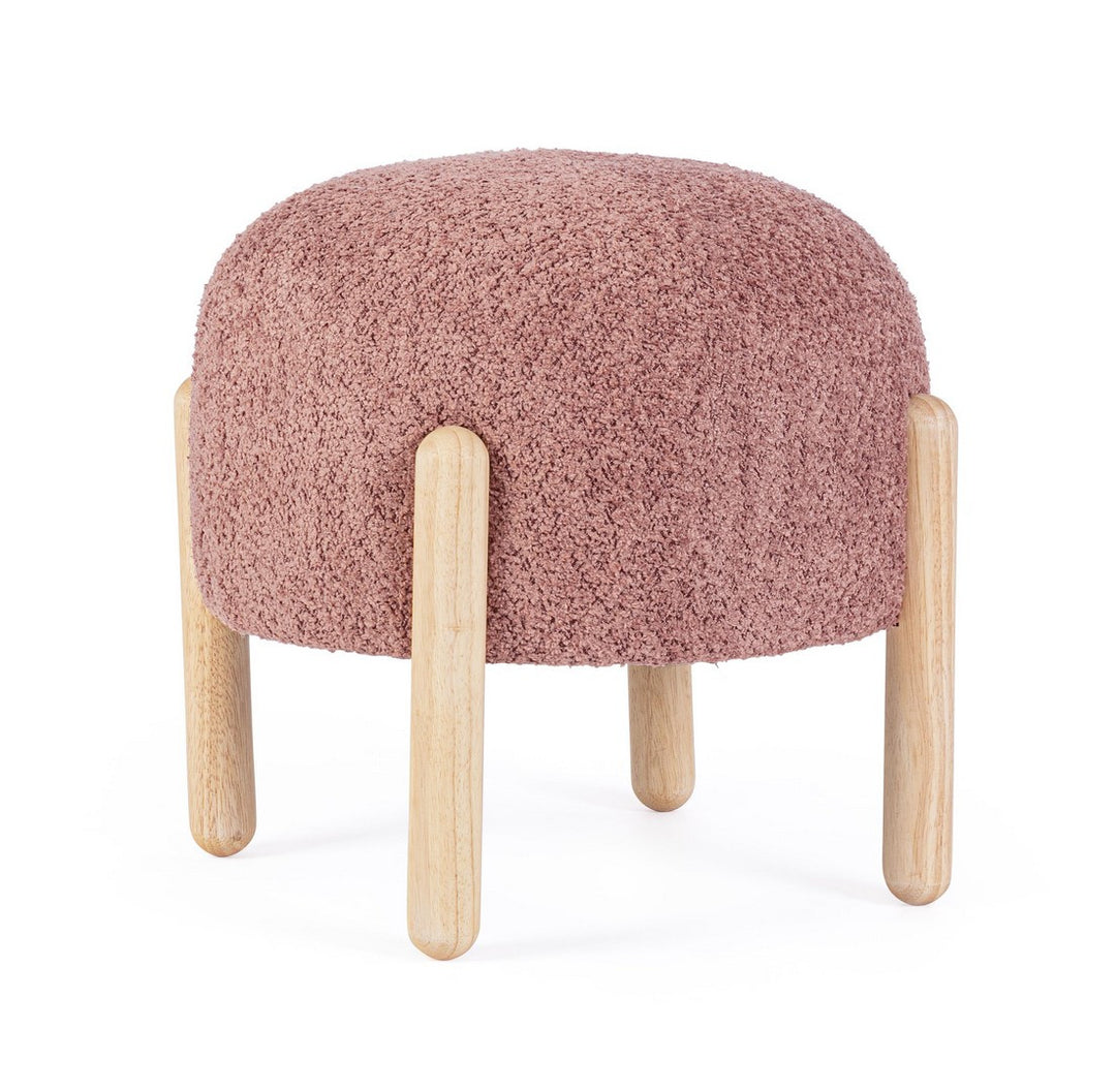 Taburet Tapițat Bouclé Roz, Dayla Canyon Bizzotto - Imagine 1
