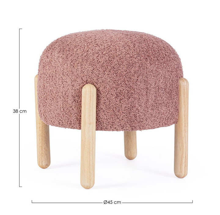 Taburet Tapițat Bouclé Roz, Dayla Canyon Bizzotto - Imagine 2