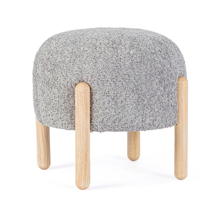Taburet Tapițat Bouclé Gri, Dayla Light Bizzotto - Imagine 1