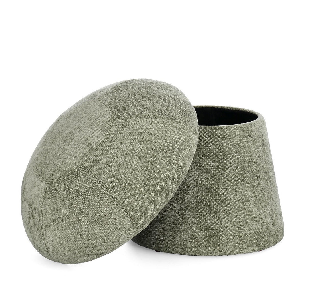 Pouf Depozitare Tapițat Textil Verde, Tiana Mint Bizzotto - Imagine 3