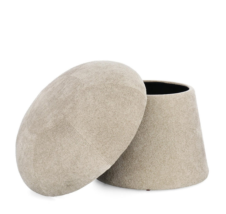 Pouf Depozitare Tapițat Textil Bej, Tiana Natural Bizzotto - Imagine 3