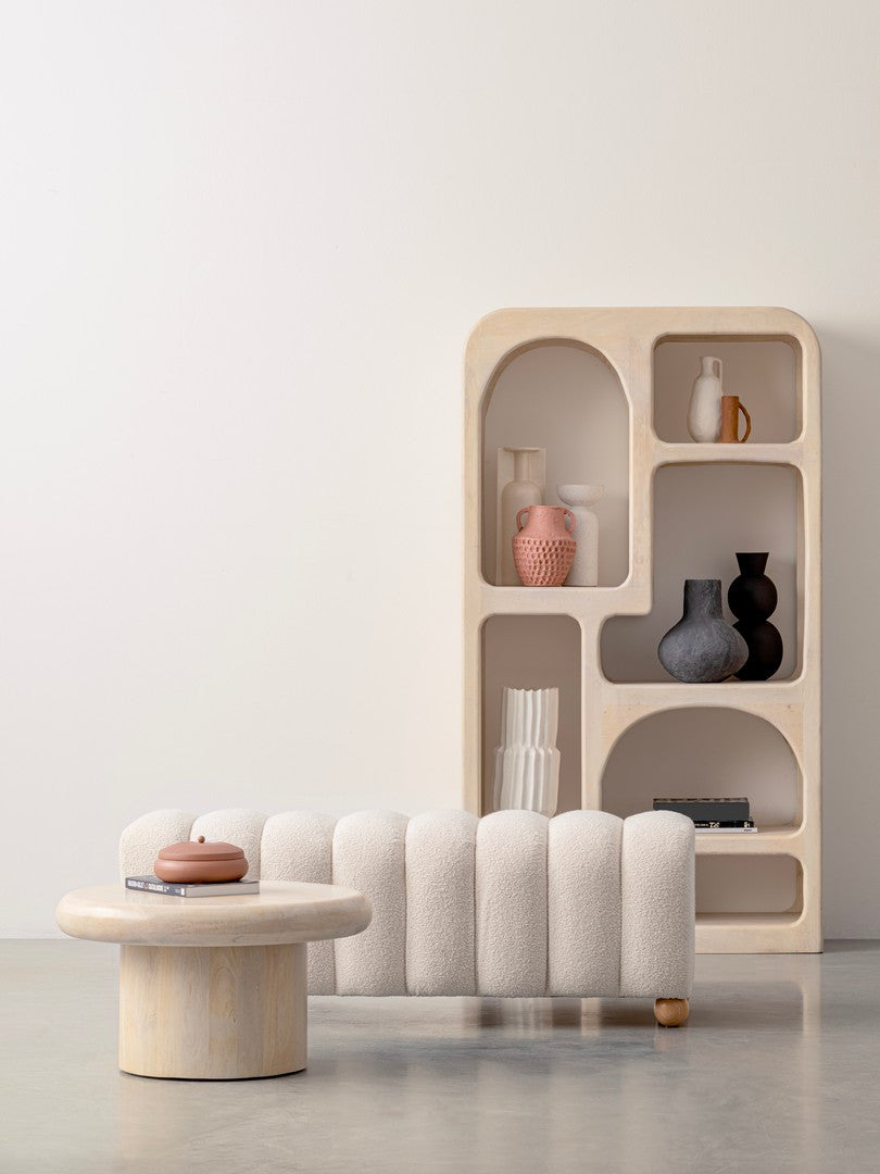 Bancă Tapițată Bouclé Albă 2 Locuri, Zora Bizzotto - Imagine 4