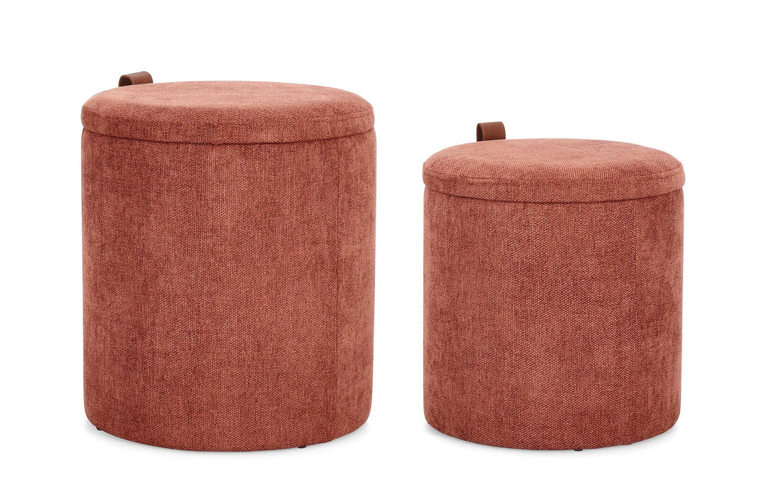 Pouf Tapițat Ginger Cu Depozitare, Set 2, Bizzotto - Imagine 1