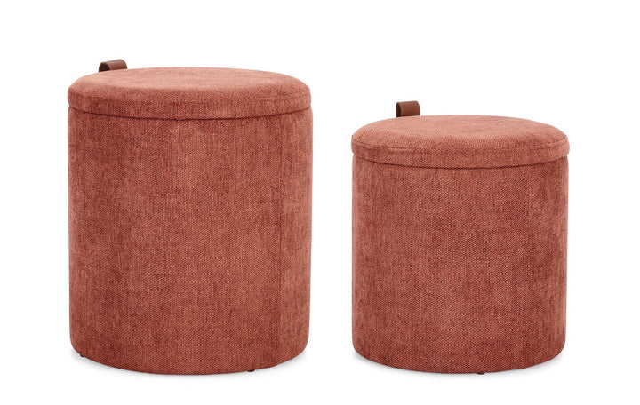 Pouf Tapițat Ginger Cu Depozitare, Set 2, Bizzotto - Imagine 1