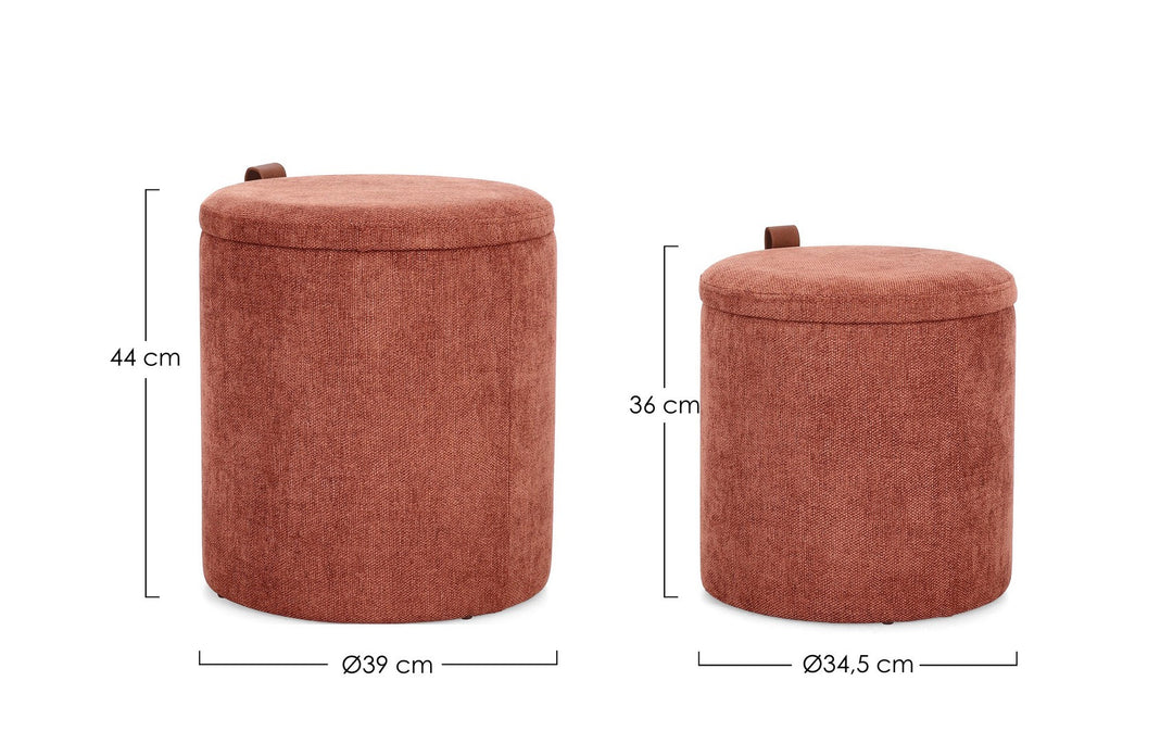 Pouf Tapițat Ginger Cu Depozitare, Set 2, Bizzotto - Imagine 2