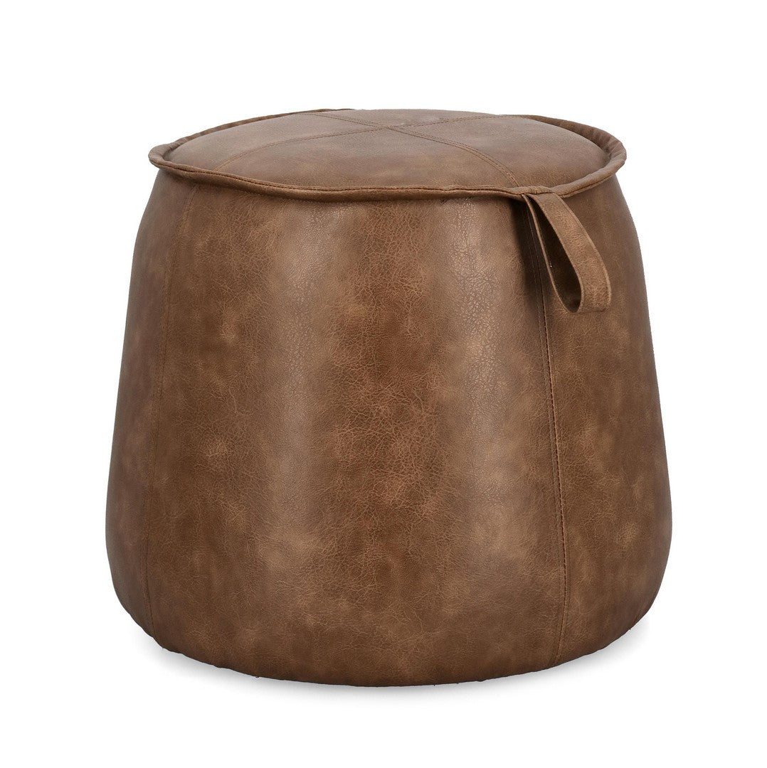 Pouf Modern Tapițat Piele Cognac, Rudina Bizzotto - Imagine 1