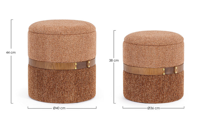 Set Pouf Tapițat Textil Ginger Cu Depozitare, Talya Bizzotto - Imagine 2