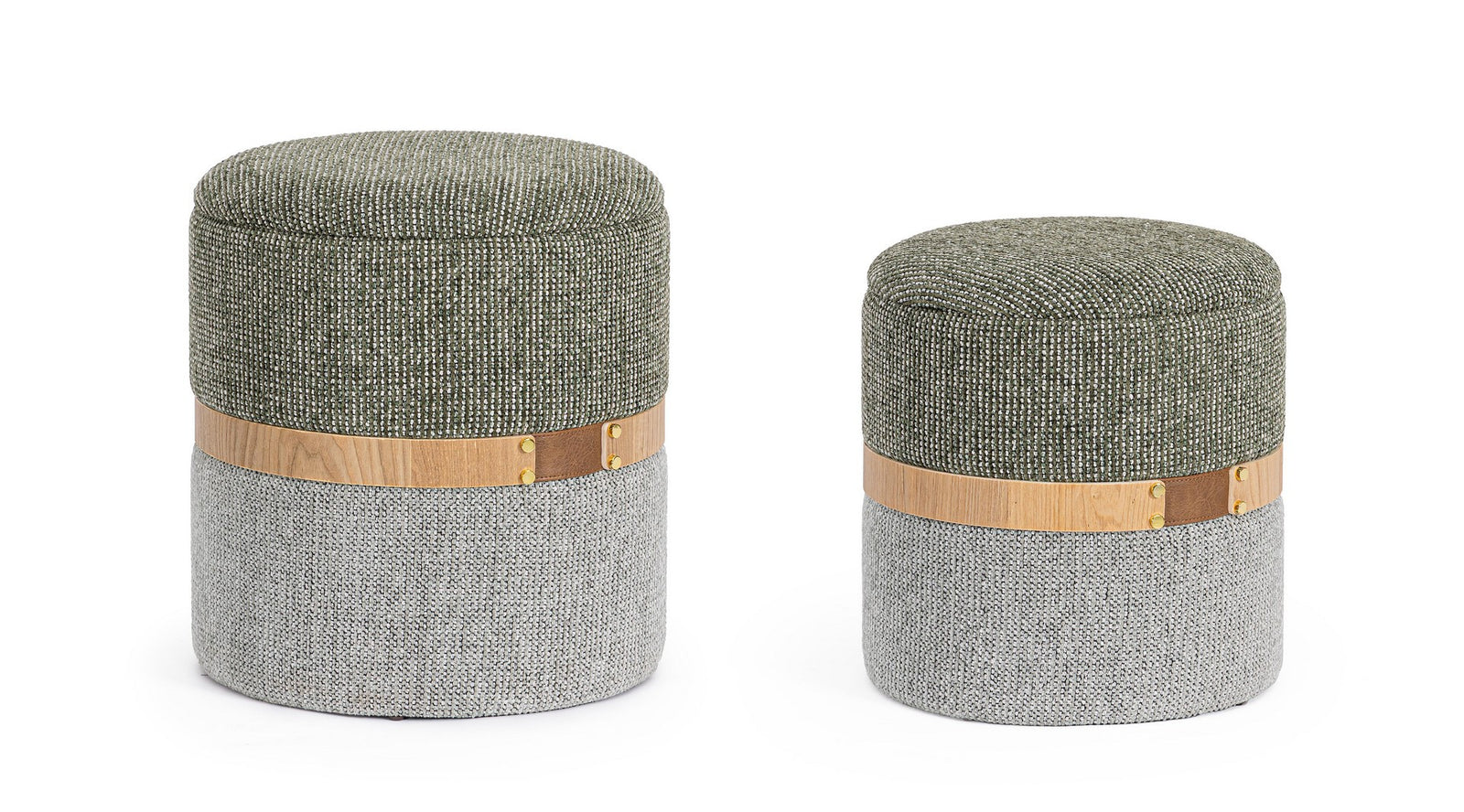 Set Pouf Cu Depozitare Textil Verde Și Gri, Talya Bizzotto - Imagine 1