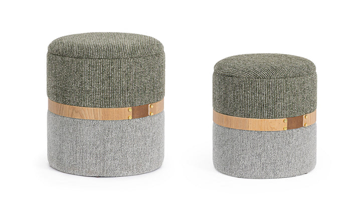 Set Pouf Cu Depozitare Textil Verde Și Gri, Talya Bizzotto - Imagine 1