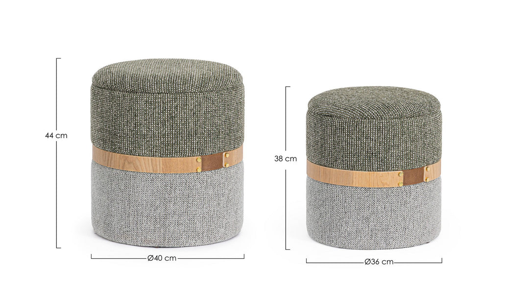 Set Pouf Cu Depozitare Textil Verde Și Gri, Talya Bizzotto - Imagine 2