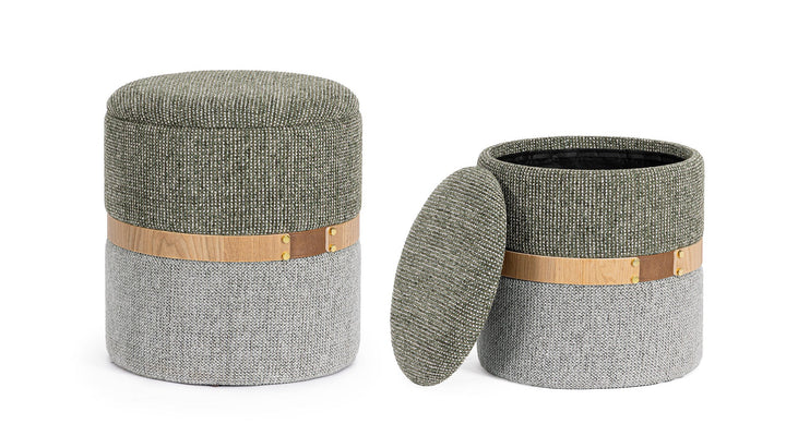 Set Pouf Cu Depozitare Textil Verde Și Gri, Talya Bizzotto - Imagine 4