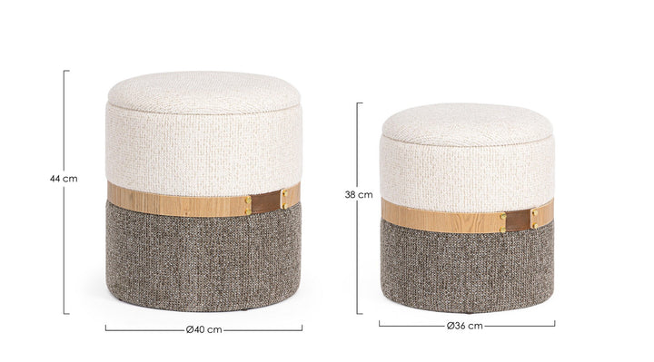 Set Pouf Cu Depozitare Tapițat Textil Alb-Gri, Talya Bizzotto - Imagine 2