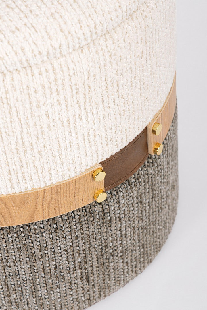 Set Pouf Cu Depozitare Tapițat Textil Alb-Gri, Talya Bizzotto - Imagine 3