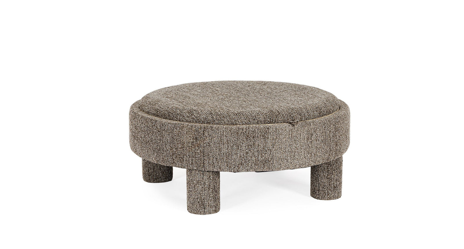 Pouf Rotund Cu Tavă Textil Gri, Talya Bizzotto - Imagine 1