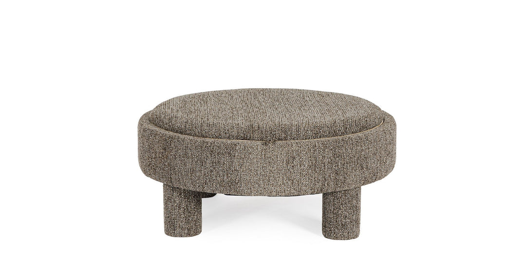 Pouf Rotund Cu Tavă Textil Gri, Talya Bizzotto - Imagine 4
