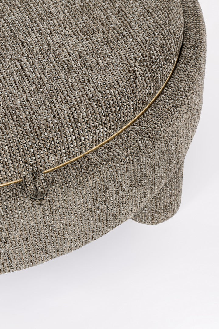 Pouf Rotund Cu Tavă Textil Gri, Talya Bizzotto - Imagine 5