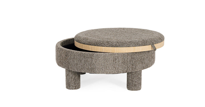 Pouf Rotund Cu Tavă Textil Gri, Talya Bizzotto - Imagine 7