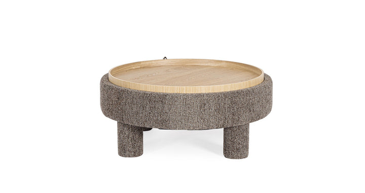 Pouf Rotund Cu Tavă Textil Gri, Talya Bizzotto - Imagine 8