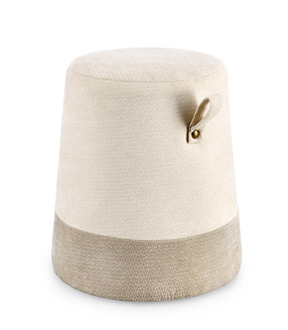 Pouf Tapițat Textil Bej, Deva Bizzotto - Imagine 1