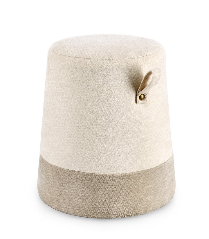 Pouf Tapițat Textil Bej, Deva Bizzotto - Imagine 1