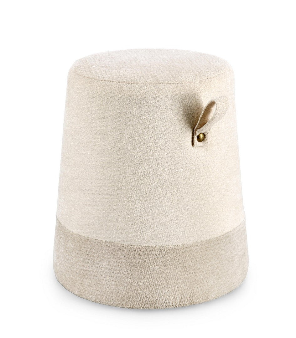 Pouf Tapițat Textil Gri Deschis, Deva Bizzotto - Imagine 1