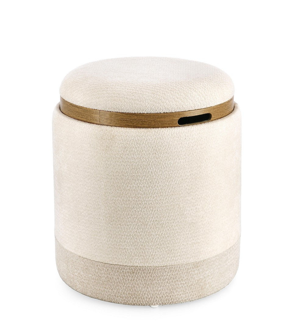 Pouf Depozitare Tapițat Textil Gri Deschis, Deva Bizzotto - Imagine 1