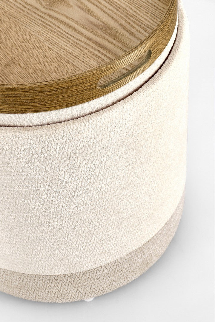 Pouf Depozitare Tapițat Textil Gri Deschis, Deva Bizzotto - Imagine 3
