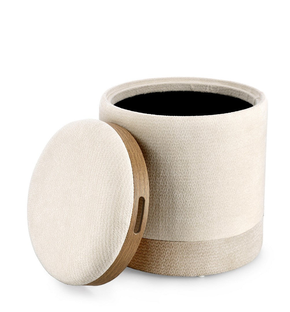 Pouf Depozitare Tapițat Textil Gri Deschis, Deva Bizzotto - Imagine 4