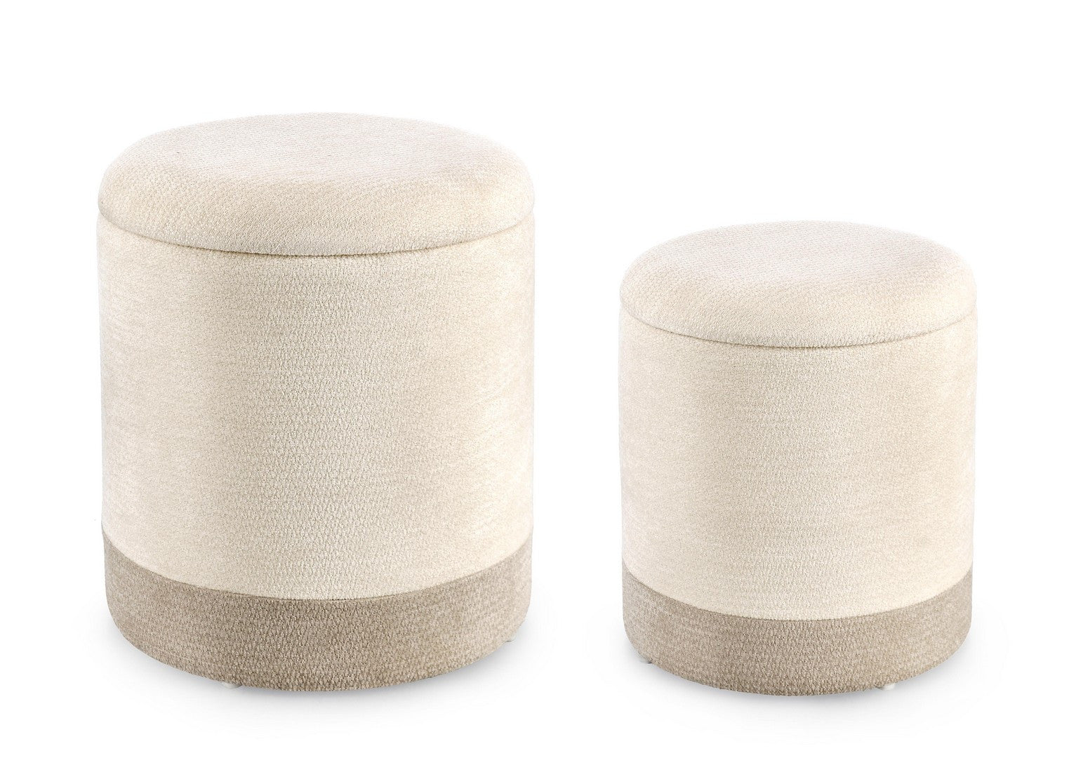 Set Pouf Depozitare Tapițat Textil Bej, Deva Bizzotto - Imagine 1