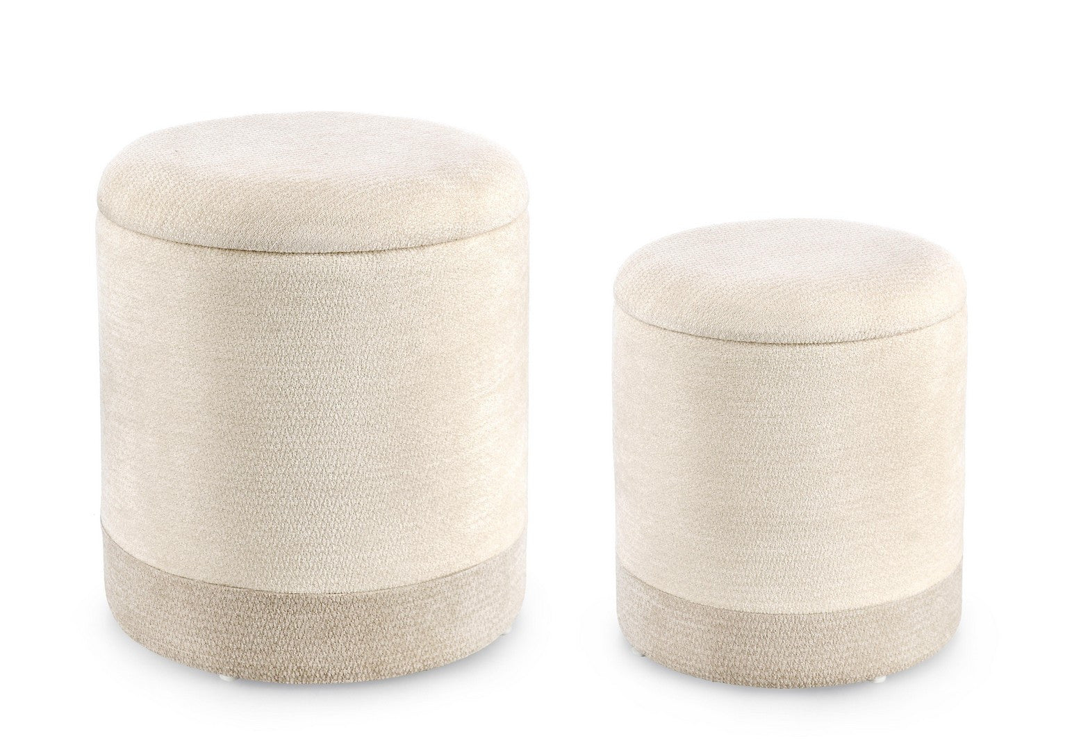 Set Pouf Depozitare Textil Gri Deschis, Deva Bizzotto - Imagine 1