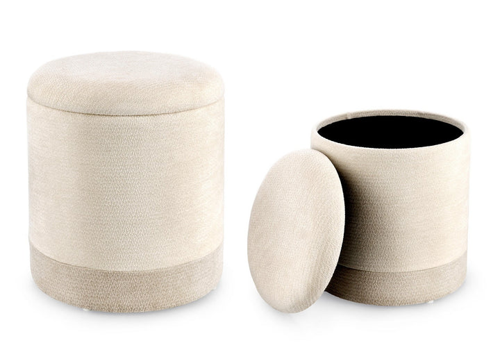 Set Pouf Depozitare Textil Gri Deschis, Deva Bizzotto - Imagine 3