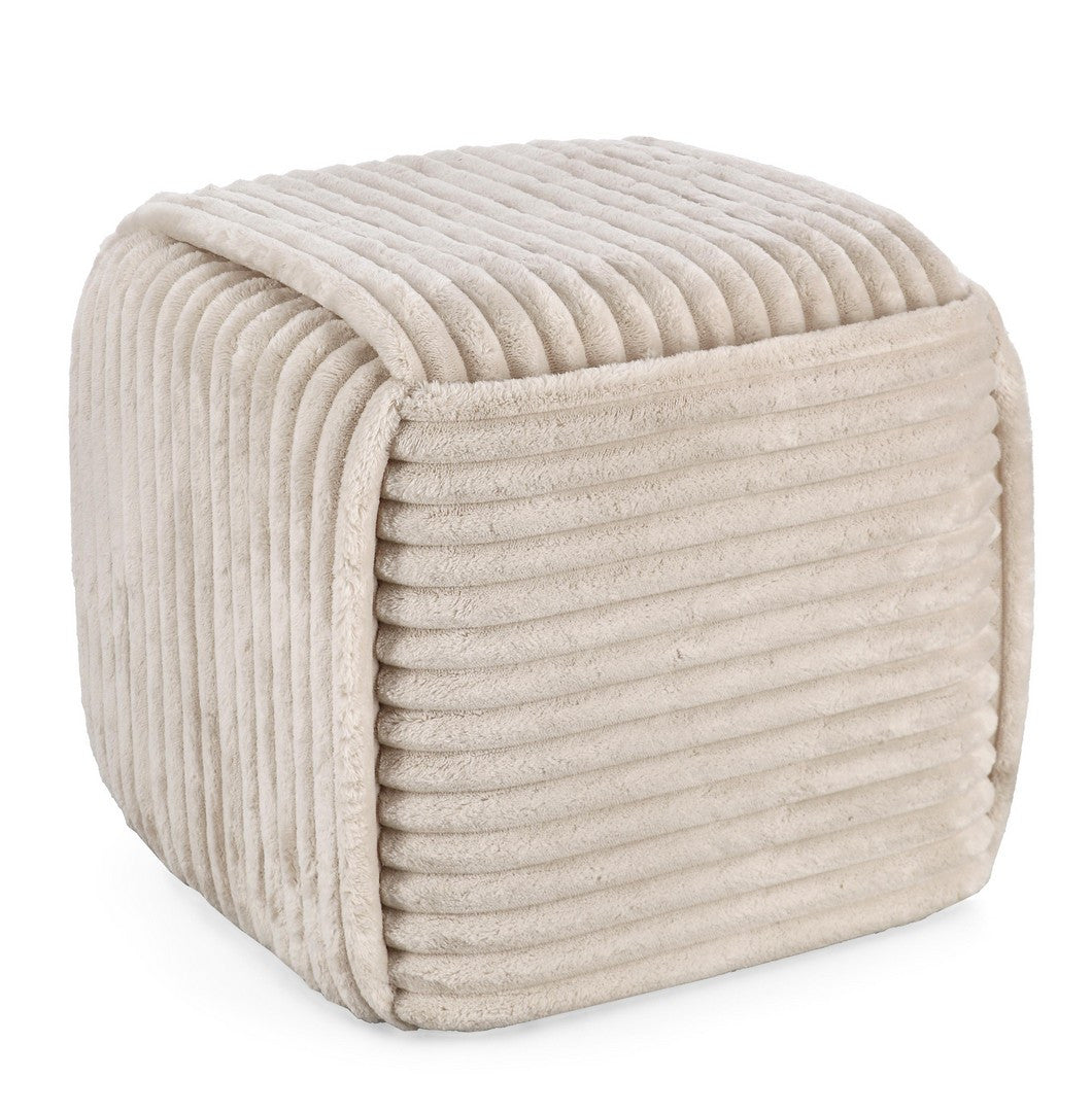 Pouf Tapițat Chenille Bej, Cube Taupe Bizzotto - Imagine 1