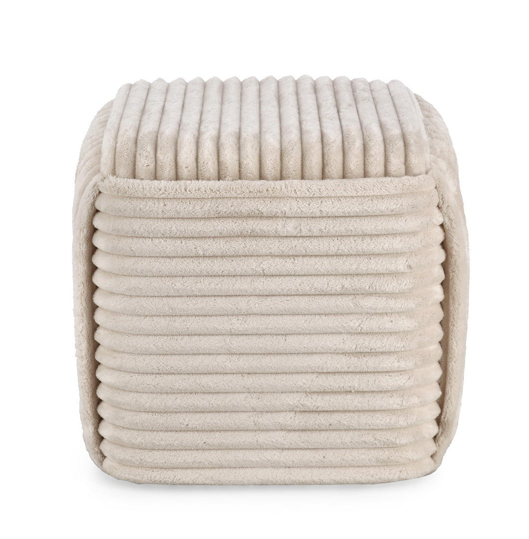 Pouf Tapițat Chenille Bej, Cube Taupe Bizzotto - Imagine 2