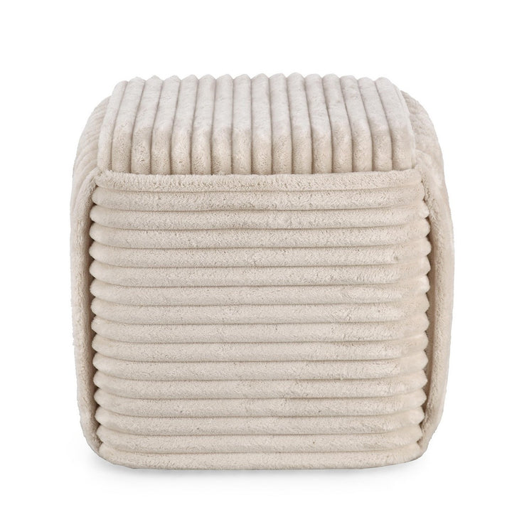 Pouf Tapițat Chenille Bej, Cube Taupe Bizzotto - Imagine 2