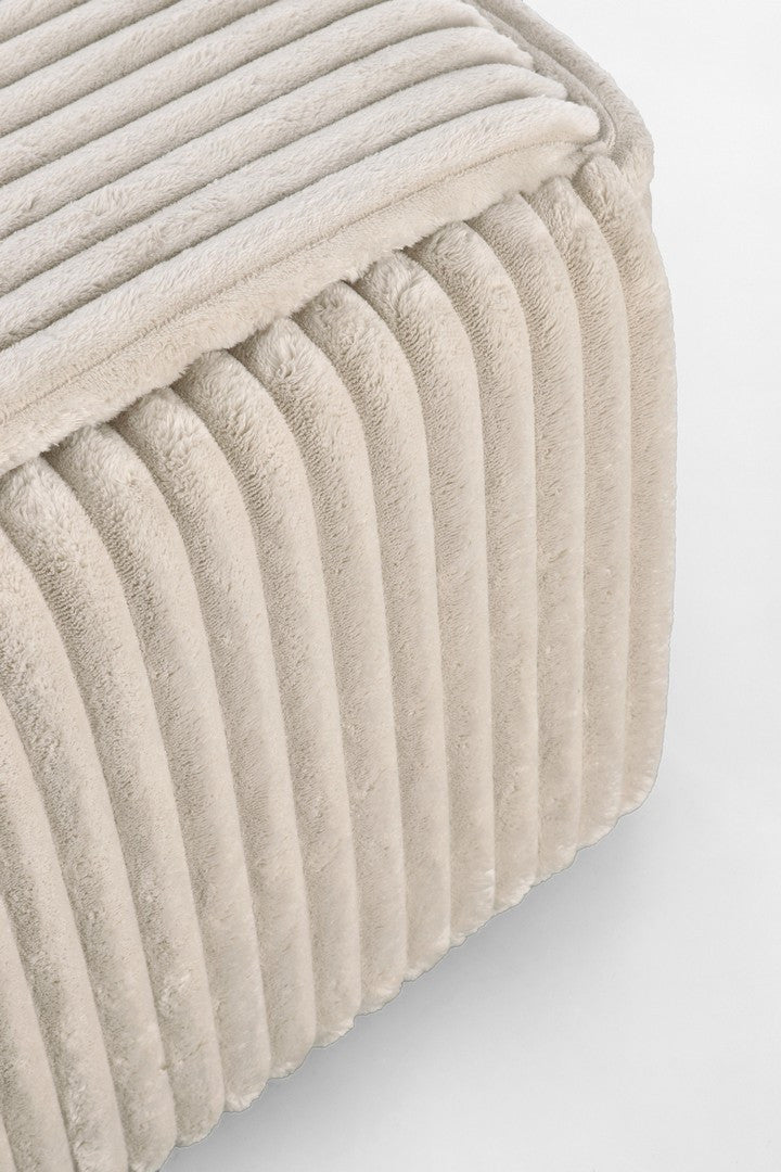 Pouf Tapițat Chenille Bej, Cube Taupe Bizzotto - Imagine 3