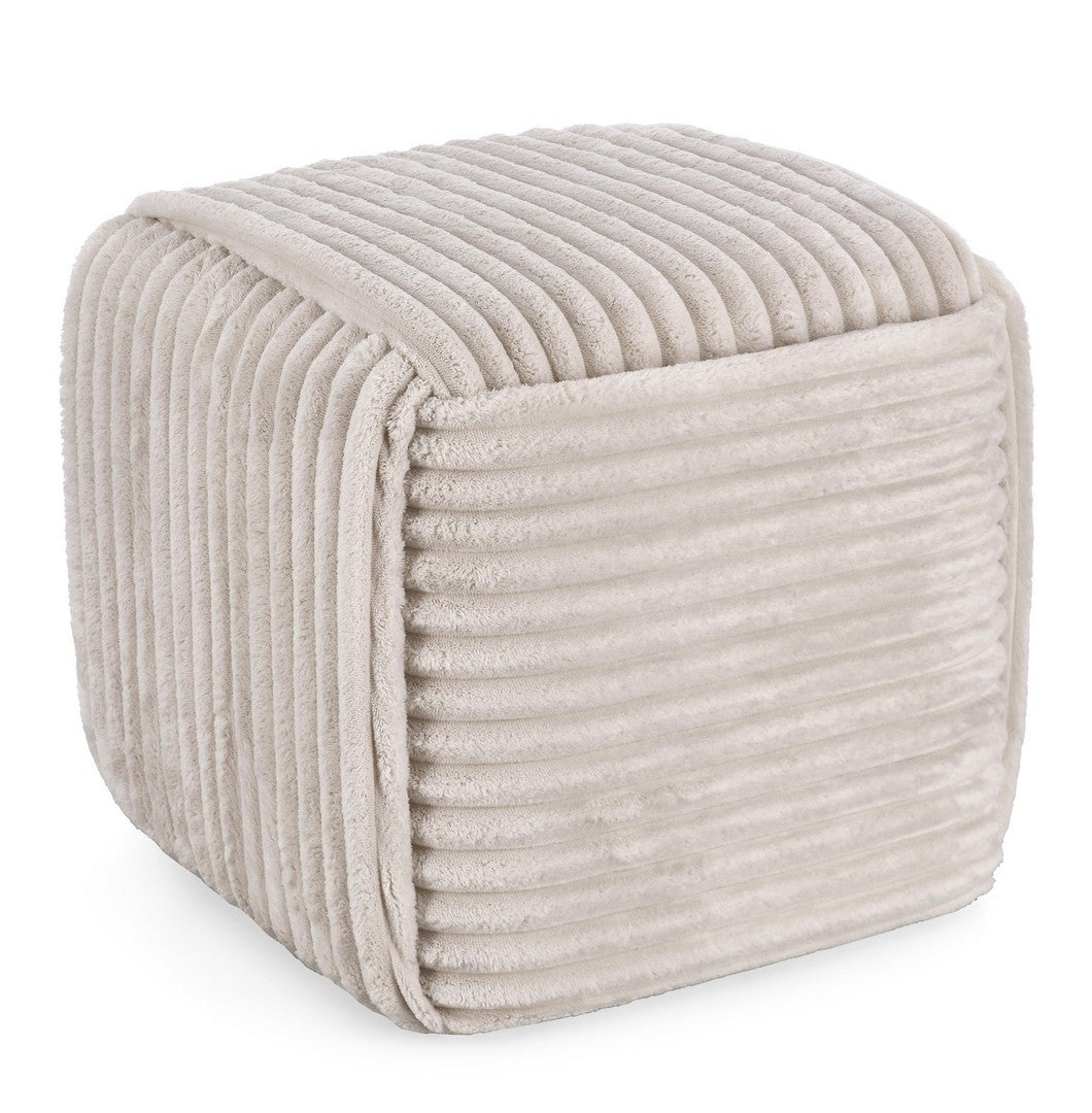 Pouf Modern Tapițat Chenille Gri Deschis, Cube Bizzotto - Imagine 1