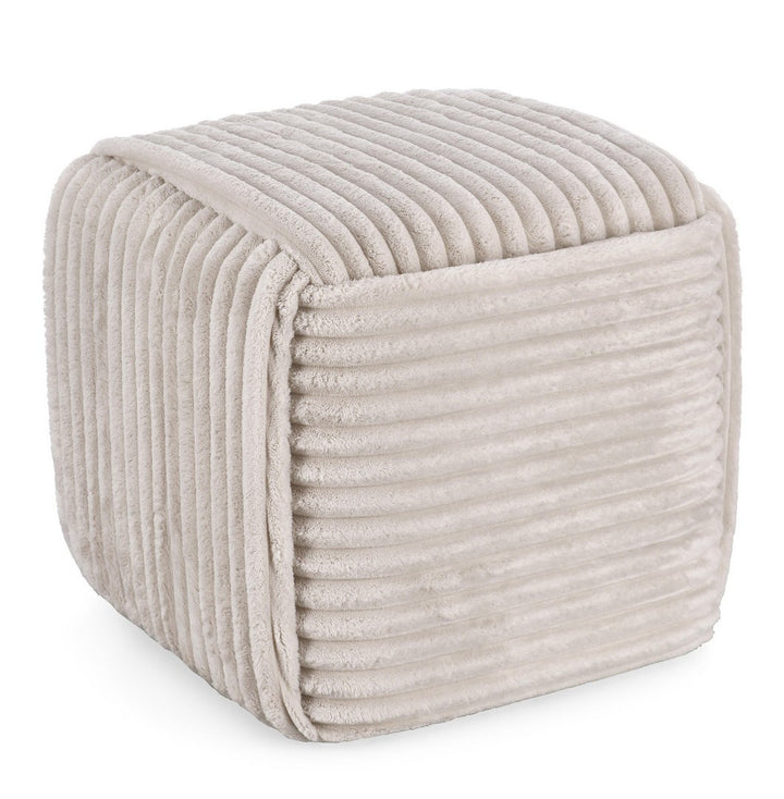 Pouf Modern Tapițat Chenille Gri Deschis, Cube Bizzotto - Imagine 1