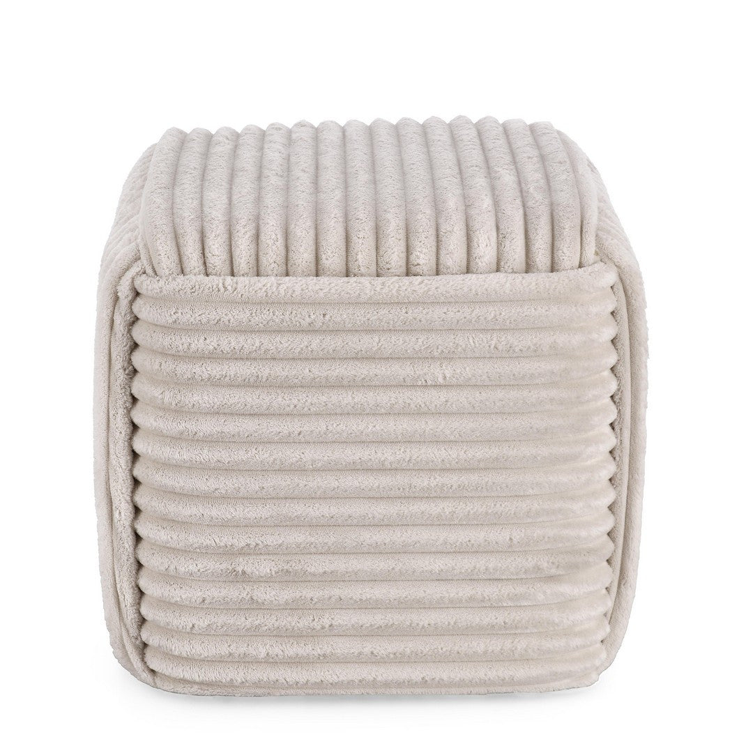 Pouf Modern Tapițat Chenille Gri Deschis, Cube Bizzotto - Imagine 2