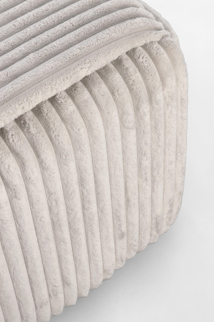 Pouf Modern Tapițat Chenille Gri Deschis, Cube Bizzotto - Imagine 3