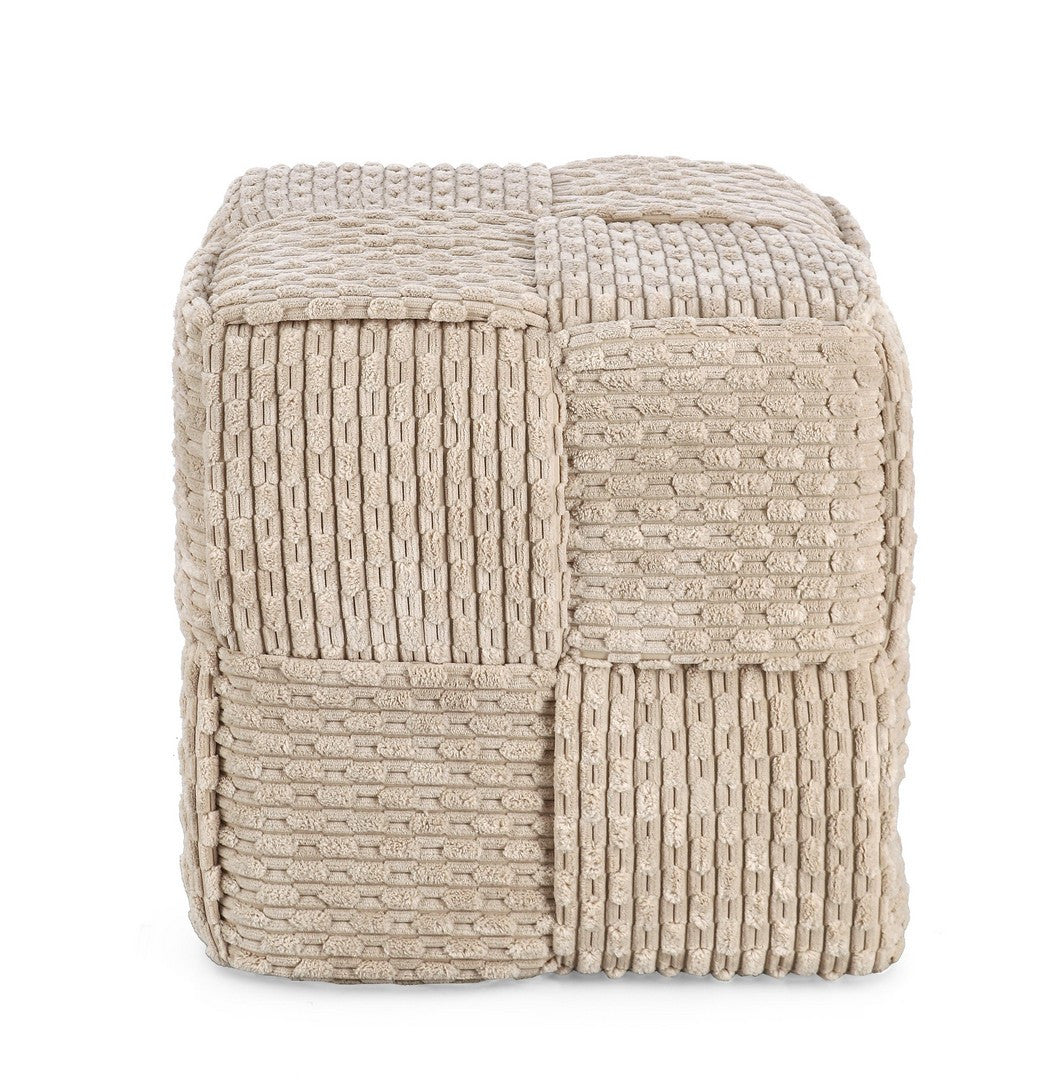Pouf Tapițat Texturat Bej, Dado Natural Bizzotto - Imagine 2