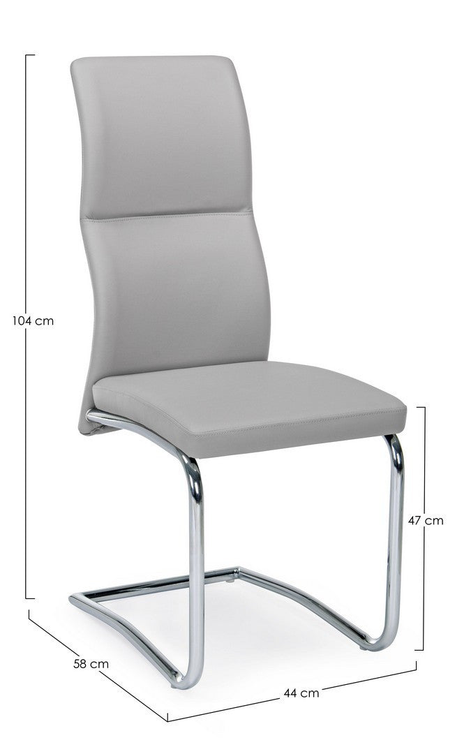 Scaun Dining Tapițat Piele Ecologică Gri, Thelma Bizzotto - Imagine 2