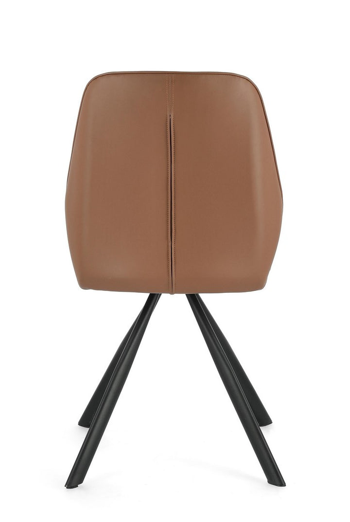 Scaun Dining Tapițat Piele Ecologică Cognac, Maxwell Bizzotto - Imagine 4