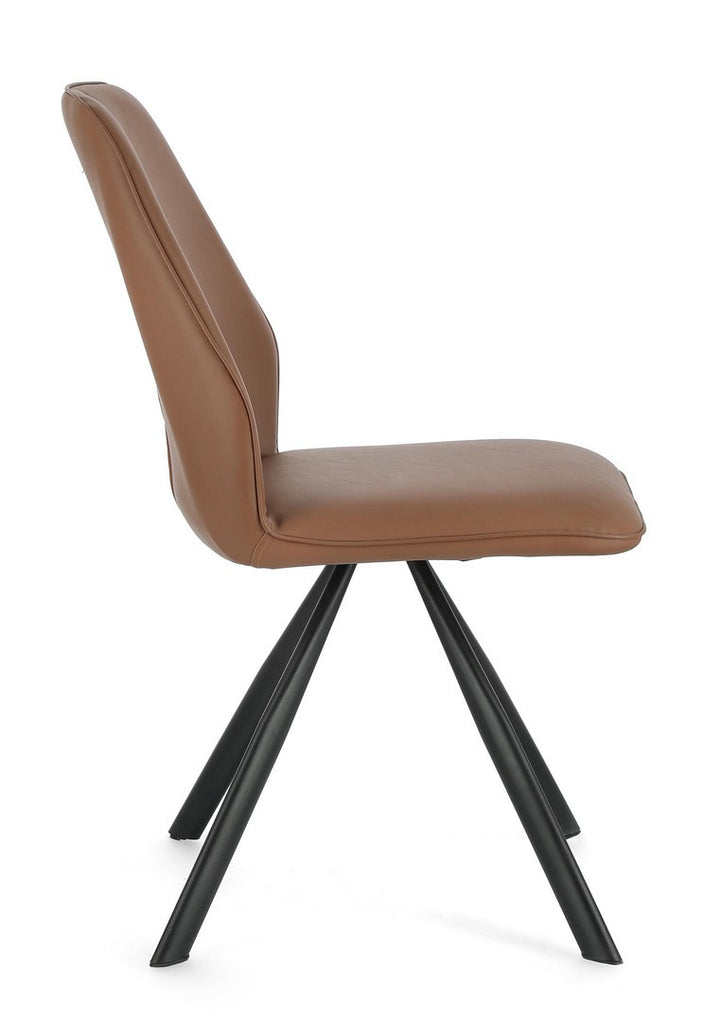 Scaun Dining Tapițat Piele Ecologică Cognac, Maxwell Bizzotto - Imagine 5