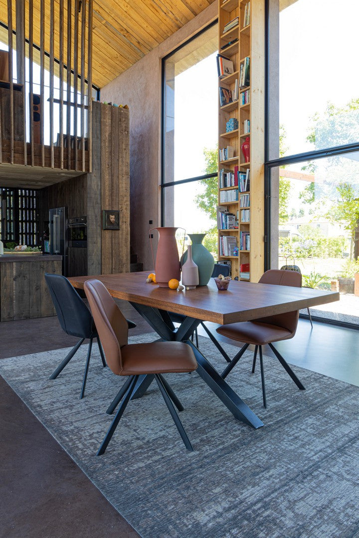 Scaun Dining Tapițat Piele Ecologică Cognac, Maxwell Bizzotto - Imagine 8