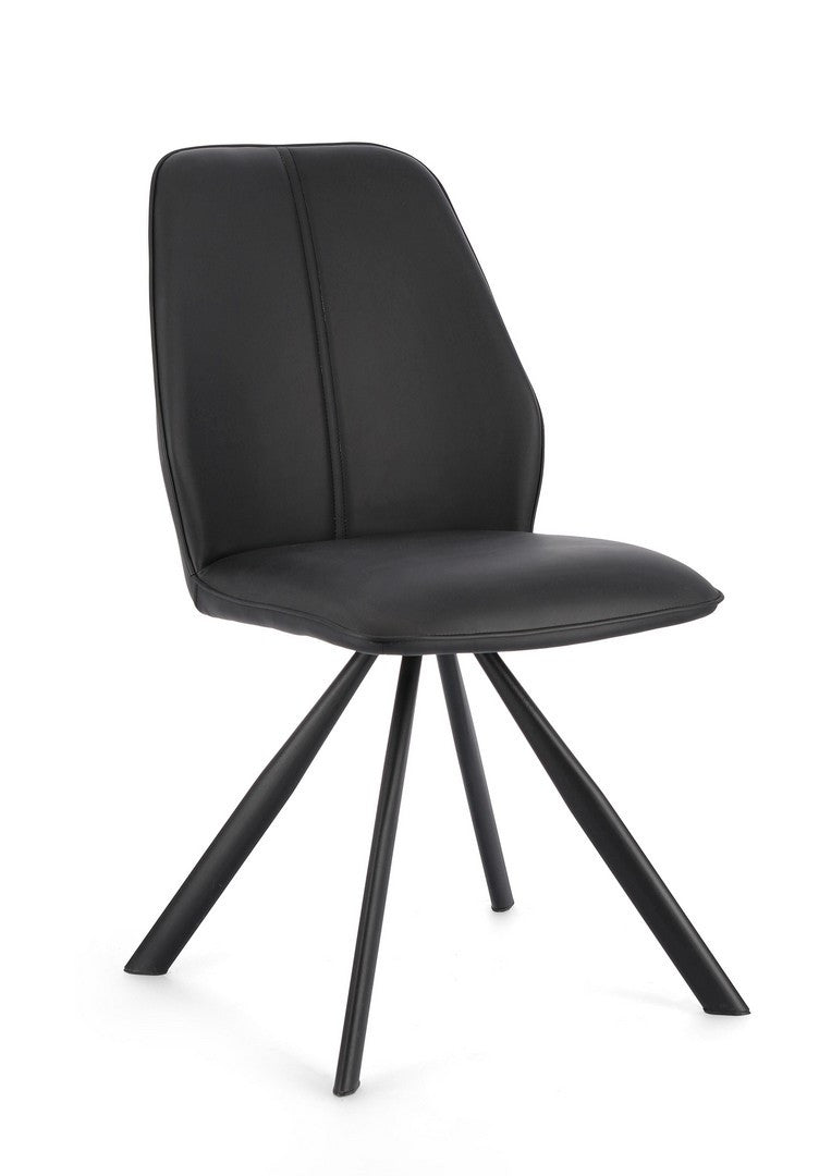 Scaun Dining Tapițat Piele Ecologică Negru, Maxwell Bizzotto - Imagine 1