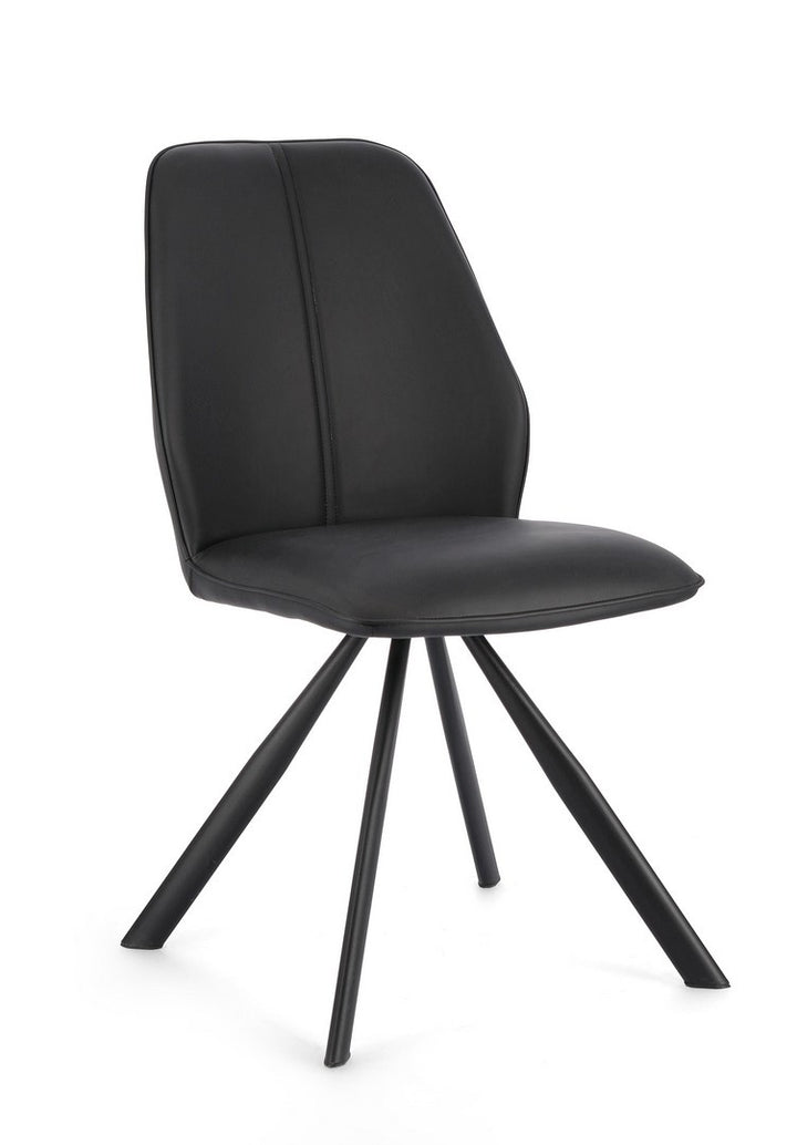 Scaun Dining Tapițat Piele Ecologică Negru, Maxwell Bizzotto - Imagine 1