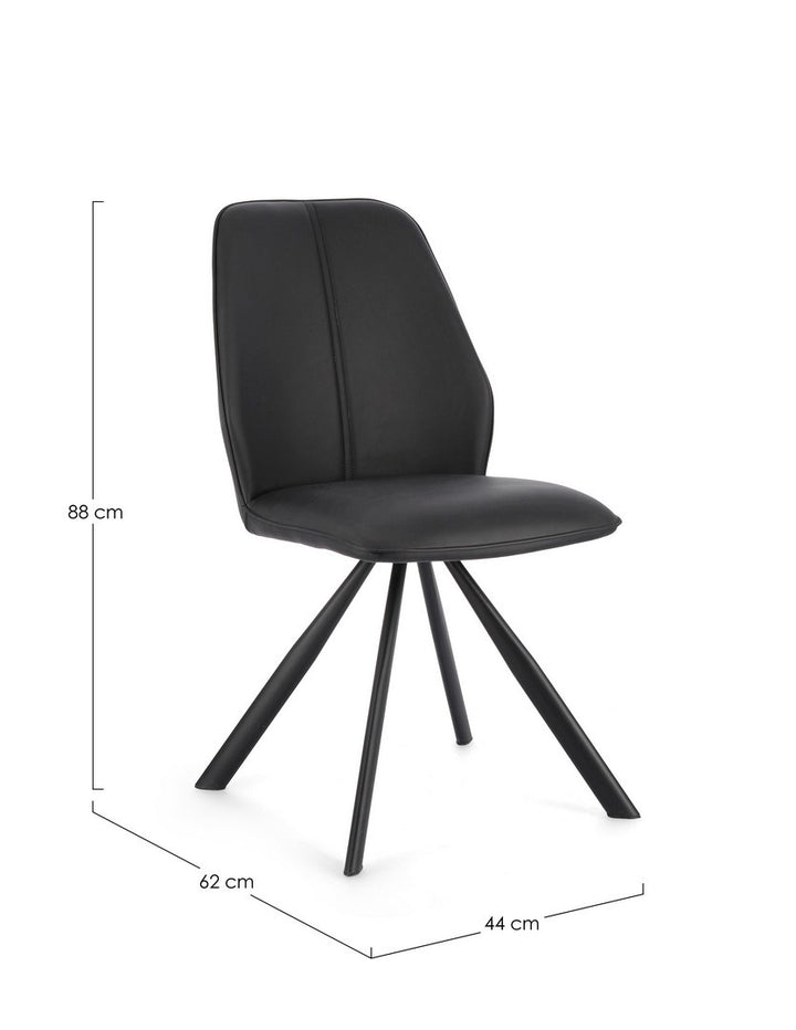 Scaun Dining Tapițat Piele Ecologică Negru, Maxwell Bizzotto - Imagine 2