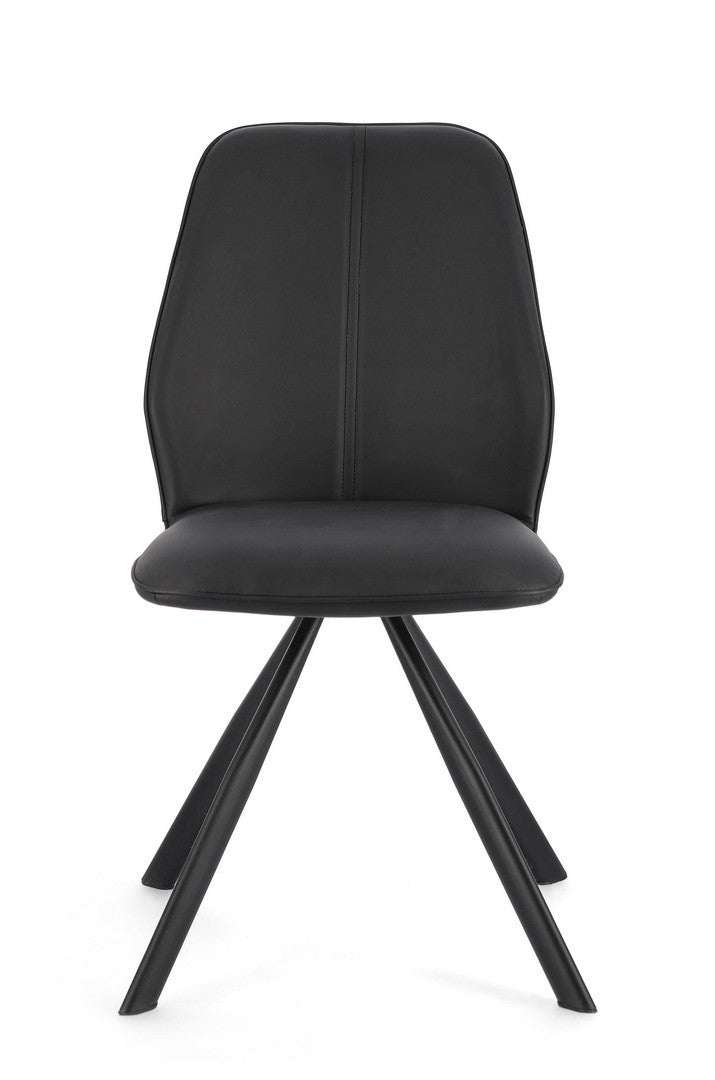 Scaun Dining Tapițat Piele Ecologică Negru, Maxwell Bizzotto - Imagine 3
