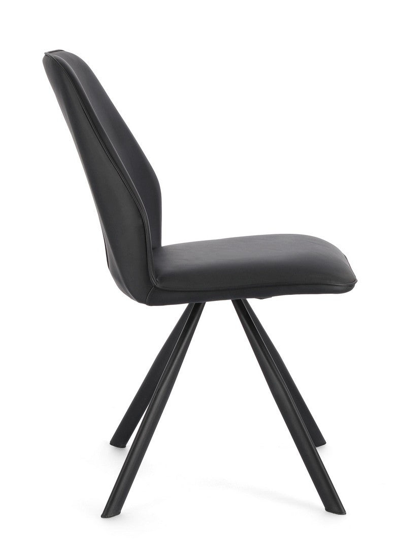 Scaun Dining Tapițat Piele Ecologică Negru, Maxwell Bizzotto - Imagine 5
